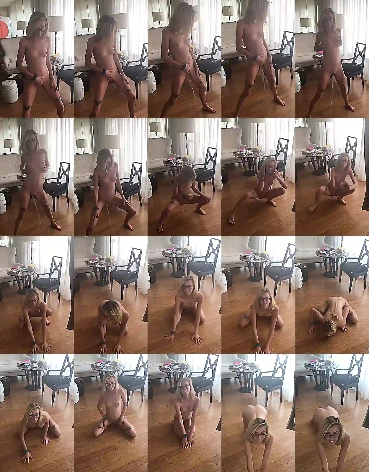 Sexy Blonde Shows Off Naked Dance Moves on the Floor